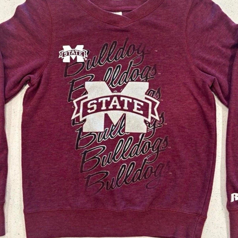 Russell Mississippi State Juniors Burgundy Crewneck Sweatshirt Small